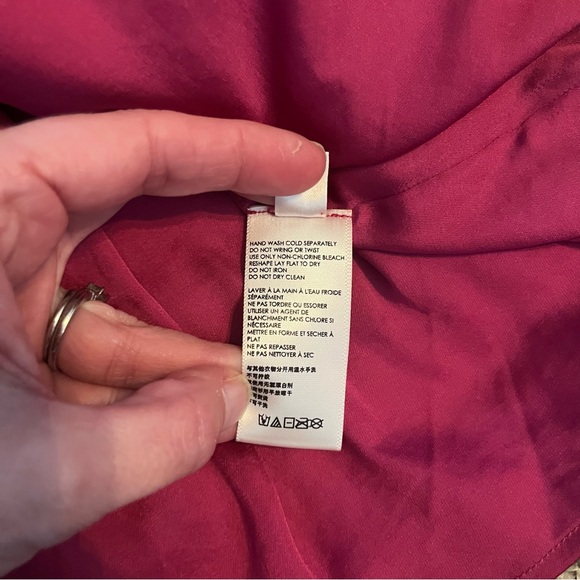 BY ANTHROPOLOGIE Marie Sequin Puff Sleeve Floral Blouse Magenta Sz 10 Like New - Picture 11 of 14